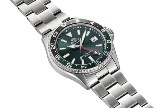 147-RA-BC0002E30B Reloj Orient automático hombre MAKO GMT – esfera verde, calendario sumergible 200 metros