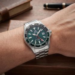 147-RA-BC0002E30B Reloj Orient automático hombre MAKO GMT – esfera verde, calendario sumergible 200 metros