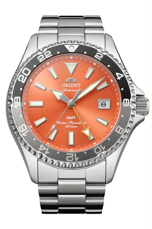 147-RA-BC0004Y30B Reloj Orient hombre automático modelo MAKO GMT esfera salmón sumergible 200 metros