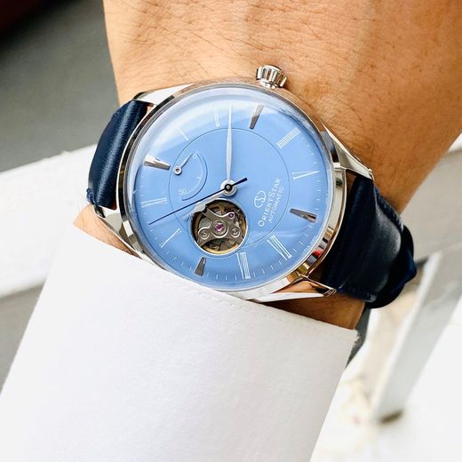 149-RE-AT0203L00B Reloj Orient STAR automático de hombre muy elegante esfera azul, 50 metros (5atm) cristal mineral sólido y resistente