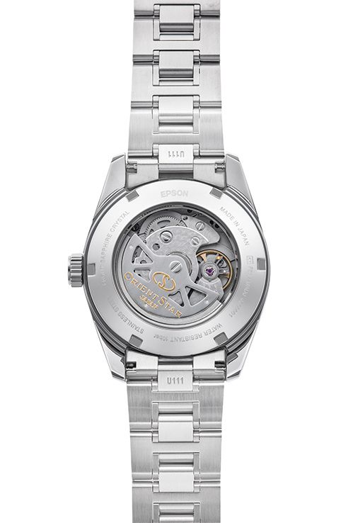 149-RE-AU0108G00B Reloj Orient Star automático para hombre esfera rosa muy elegante 50 metros acero inoxidable 316L reserva de carga 50H