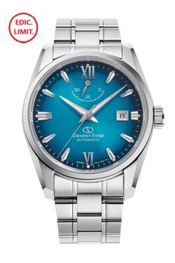 149-RE-AU0114E00B Reloj Orient Star de hombre movimiento automático esfera azul Contemporary Date – edición limitada de 1200 unidades