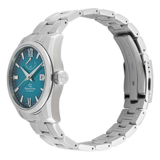 149-RE-AU0114E00B Reloj Orient Star de hombre movimiento automático esfera azul Contemporary Date – edición limitada de 1200 unidades