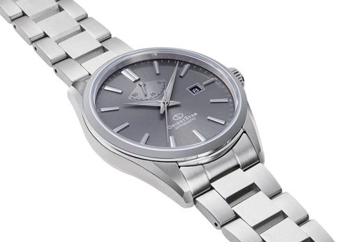 149-RE-AU0404N00B Reloj Orient automático de hombre esfera gris elegante resistente al agua 50 metros, cristal zafiro