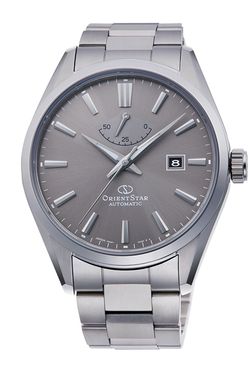 149-RE-AU0404N00B Reloj Orient automático de hombre esfera gris elegante resistente al agua 50 metros, cristal zafiro
