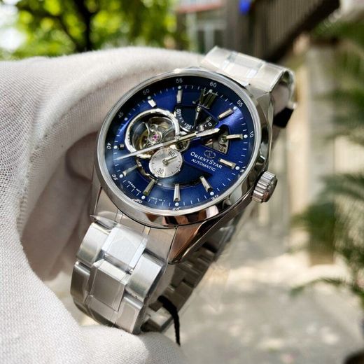 149-RE-AV0003L00B Reloj Orient Star automático de hombre esfera azul Resistencia al agua 100 metros (10atm) cristal zafiro