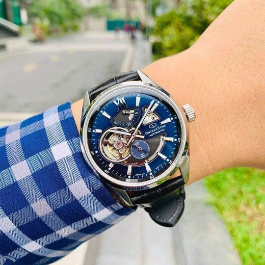 149-RE-AV0005L00B Reloj Orient Star automático de hombre esfera azul Resistencia al agua 100 metros (10atm) cristal zafiro