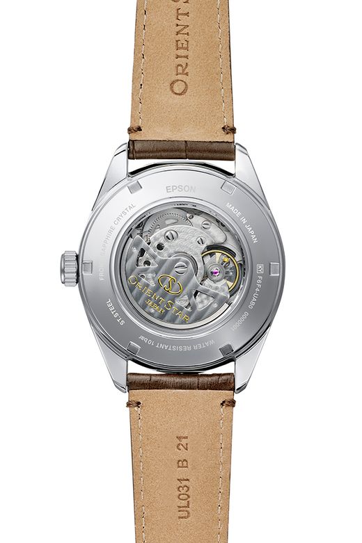 149-RE-AV0139Y00B Reloj Orient Star automático de hombre, cristal zafiro anti-reflejos, segundero, reserva de carga 50H, resistencia al agua 100 metros (10atm)