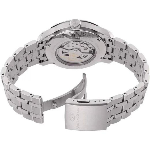 149-RE-AV0B02Y00B Reloj Orient Star automático de hombre cristal zafiro resistente al agua 100 metros con reserva de carga 50H