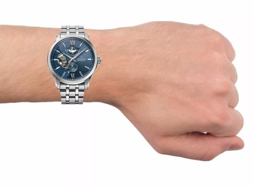 149-RE-AV0B08L00B Reloj Orient Star de hombre movimiento automático esfera azul, reserva de carga 50H cristal zafiro anti-reflejante water resistant 100 metros