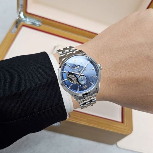 149-RE-AV0B08L00B Reloj Orient Star de hombre movimiento automático esfera azul, reserva de carga 50H cristal zafiro anti-reflejante water resistant 100 metros