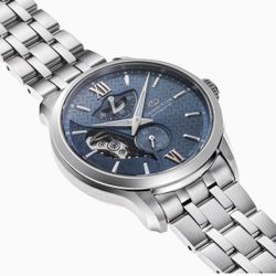 149-RE-AV0B08L00B Reloj Orient Star de hombre movimiento automático esfera azul, reserva de carga 50H cristal zafiro anti-reflejante water resistant 100 metros