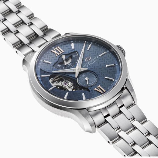 149-RE-AV0B08L00B Reloj Orient Star de hombre movimiento automático esfera azul, reserva de carga 50H cristal zafiro anti-reflejante water resistant 100 metros
