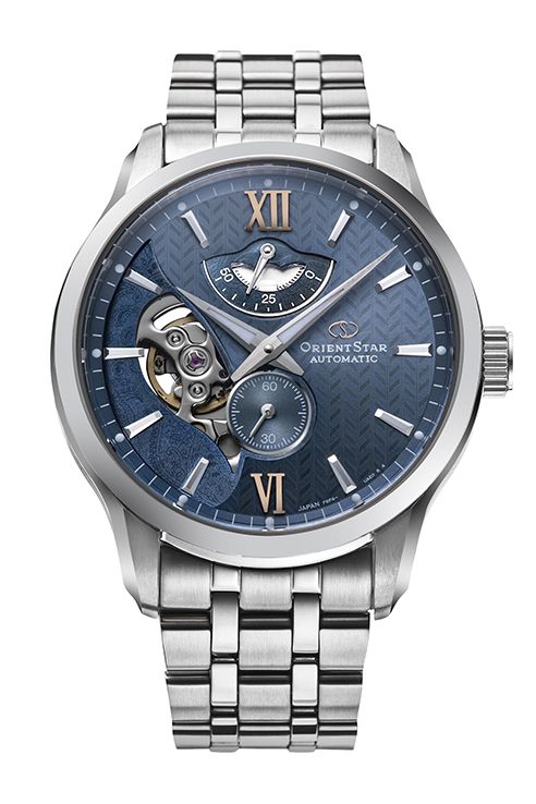 149-RE-AV0B08L00B Reloj Orient Star de hombre movimiento automático esfera azul, reserva de carga 50H cristal zafiro anti-reflejante water resistant 100 metros