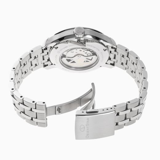149-RE-AV0B08L00B Reloj Orient Star de hombre movimiento automático esfera azul, reserva de carga 50H cristal zafiro anti-reflejante water resistant 100 metros
