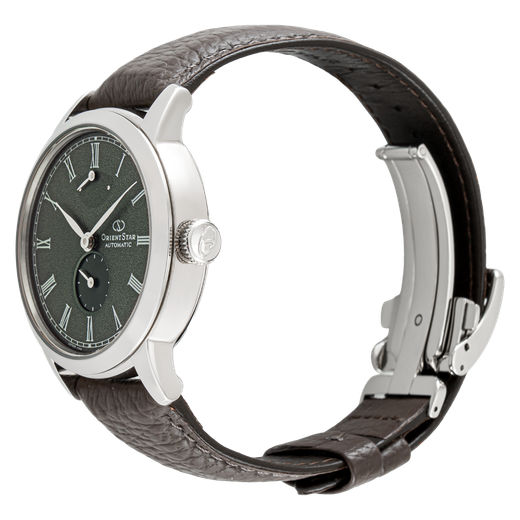 149-RE-BS0001E00B M45 F7 Small Second – esfera verde, reloj Orient Star mecánico o automático para hombre de vestir compacto y elegante