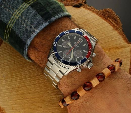 150-RA-TX0201L10B Reloj Orient hombre de carga solar, calendario, cronógrafo esfera muy elegante, sumergible 200 metros (20Atm)