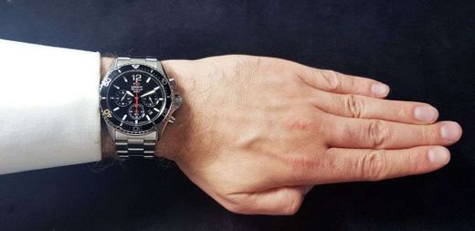 150-RA-TX0202B10B Reloj Orient carga Solar de hombre cronógrafo, calendario, bisel negro, para buceo sumergible a 200 metros (20 atm)