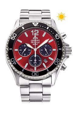 150-RA-TX0207R10B Reloj Orient hombre de carga solar, calendario, cronógrafo esfera muy elegante, sumergible 200 metros (20Atm) Mako Chronograph de carga solar