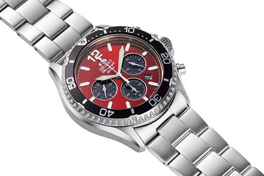 150-RA-TX0207R10B Reloj Orient hombre de carga solar, calendario, cronógrafo esfera muy elegante, sumergible 200 metros (20Atm) Mako Chronograph de carga solar