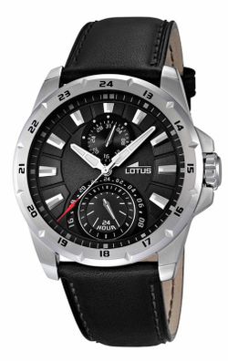15844-4 Reloj Lotus hombre correa negra elegante caja de acero 316L