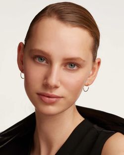 18-45 Pendientes de aro tubular de mujer con diseño atemporal de plata chapada en oro rosa