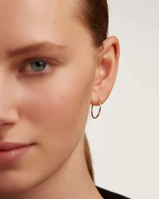 18-45 Pendientes de aro tubular de mujer con diseño atemporal de plata chapada en oro rosa