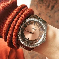18126-1 Reloj Lotus mujer esfera transparente caja y pulsera de acero inoxidable 316L