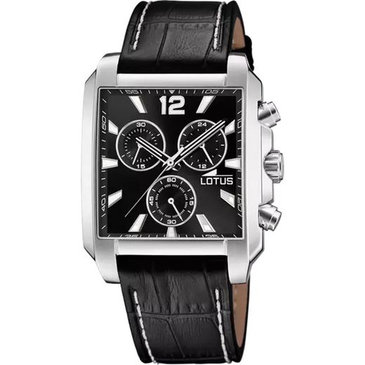 Reloj Lotus hombre rectangular esfera negra 18851/4 cronógrafo caja de acero 316L