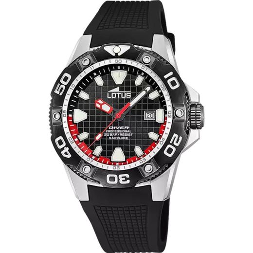 Reloj Lotus de hombre correa caucho 18927/4 colección DIVER esfera negra elegante