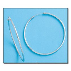 22-A60 Pendientes oro blanco 18K aros grandes lisos modernos y elegantes con cierre reforzado