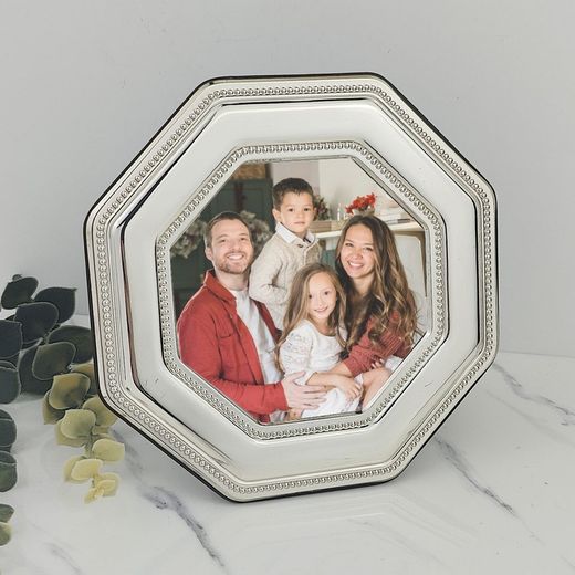 237D Marco octogonal elegante en plata de ley 925 ideal para foto de familia