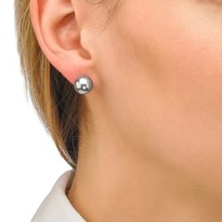 24-33 Pendientes de plata con perla gris de mujer