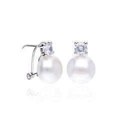 25-25 Pendientes tu-yo de mujer en plata de ley con perlas y circonitas