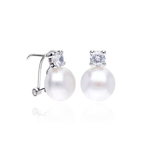 25-25 Pendientes tu-yo de mujer en plata de ley con perlas y circonitas