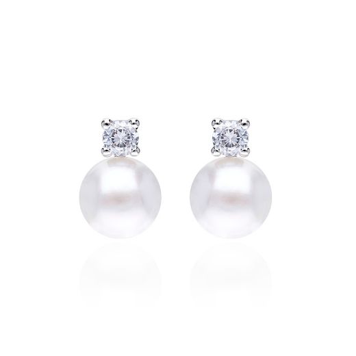 25-25 Pendientes tu-yo de mujer en plata de ley con perlas y circonitas