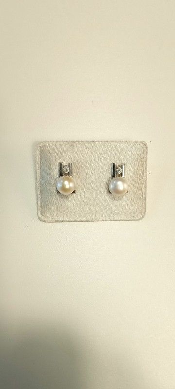 25-39 Pendientes tuyo de mujer en plata de ley con perla cultivada y circonita