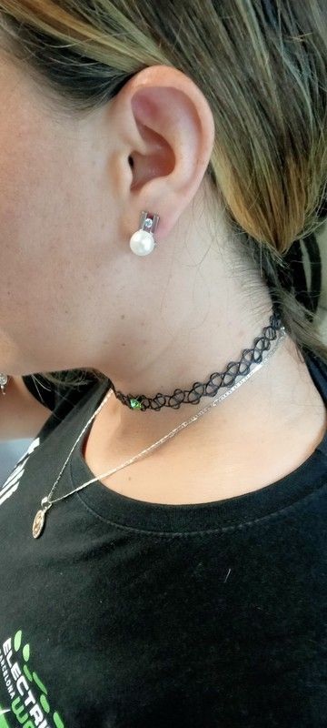 25-39 Pendientes tuyo de mujer en plata de ley con perla cultivada y circonita