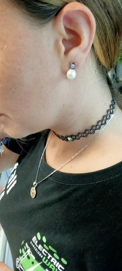 25-39 Pendientes tuyo de mujer en plata de ley con perla cultivada y circonita