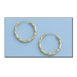 25-A322 Pendientes mujer aros de oro rizados 18K redondos en forma de espiral