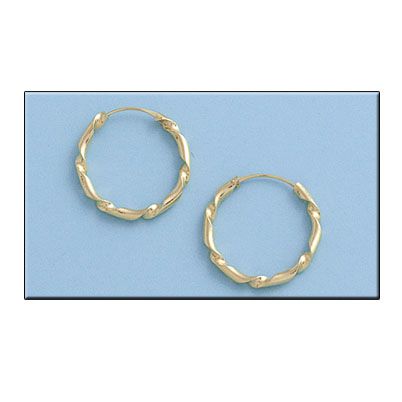 25-A322 Pendientes mujer aros de oro rizados 18K redondos en forma de espiral
