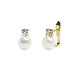 3278 Pendientes de mujer en oro 18K tu-yo perla cultivada y brillantes
