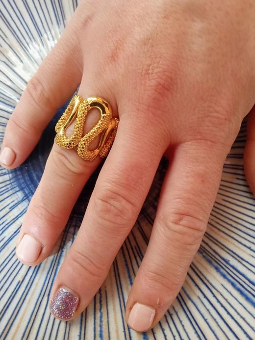 33-53 Anillo Just Cavalli zig zag bañado en oro para mujer