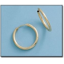 33-A202 Pendientes unisex Aros o criollas de tubo con superficie pulida en Oro de 18 Kilates
