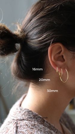 33-A202 Pendientes unisex Aros o criollas de tubo con superficie pulida en Oro de 18 Kilates