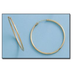 33-A502 Pendientes Aros lisos en Oro amarillo de 18 Kilates. Diámetro interior de 45mm y grosor 2mm elegantes y tradicionales
