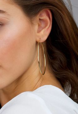 33-A602 Pendientes de aros de oro amarillo 18K, pendientes mujer grandes, aros lisos