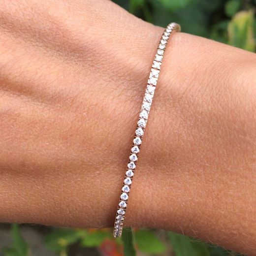 3422 Pulsera plata chapada Rivière con circonitas