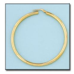 99-A480 Pendientes de aros en forma de tubo de oro 18K lisos y pulidos