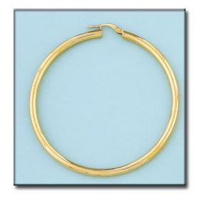 99-A480 Pendientes de aros en forma de tubo de oro 18K lisos y pulidos